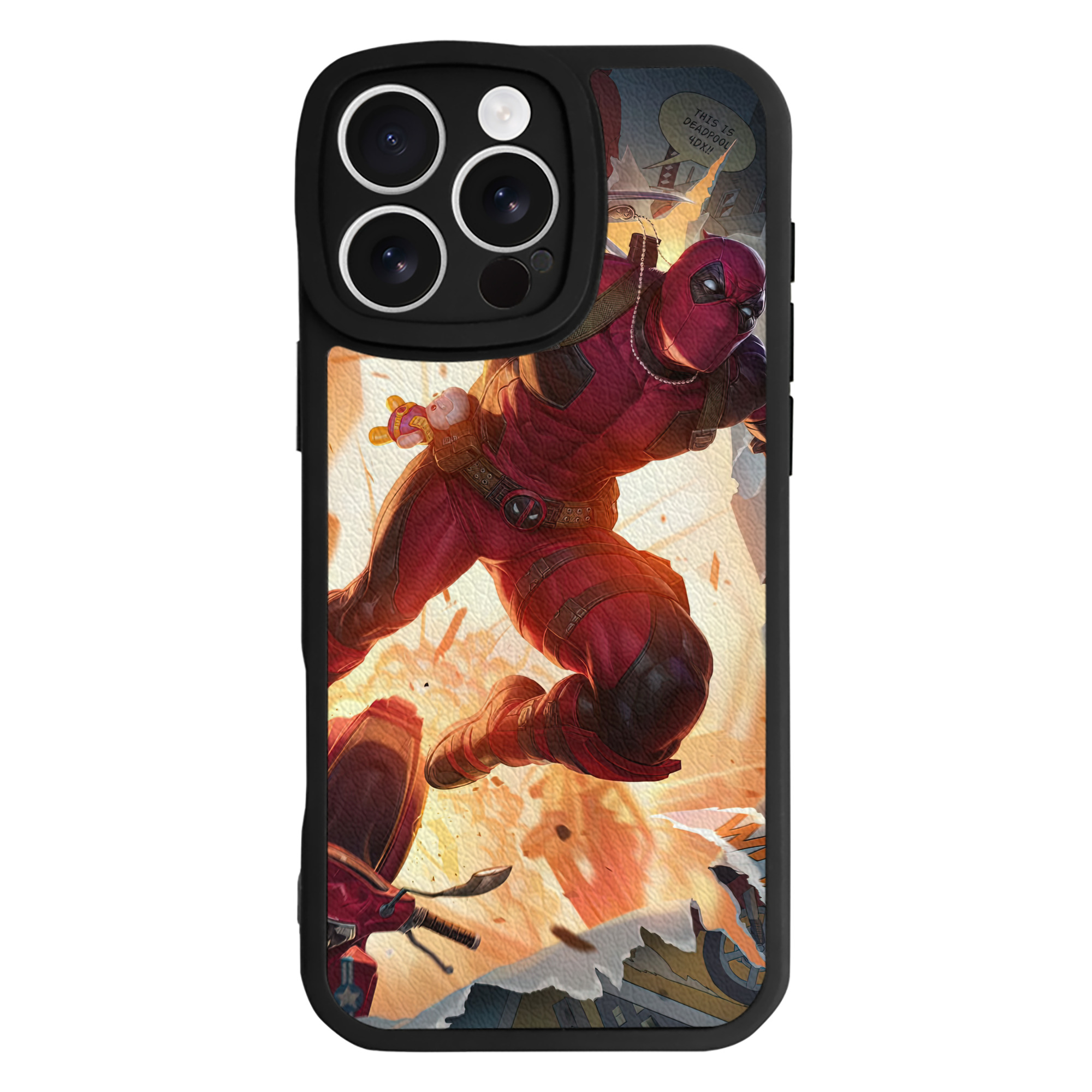 （画像用） Deadpool デッドプール 【iPhone 16シリーズ対応】シリコンスマホケース（レザー調） 材質：シリコン